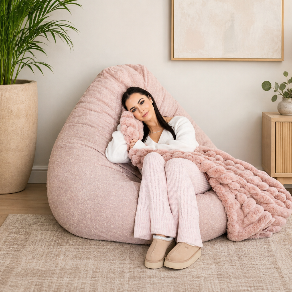 Woman on a Blossom Boucle Luna Lounger