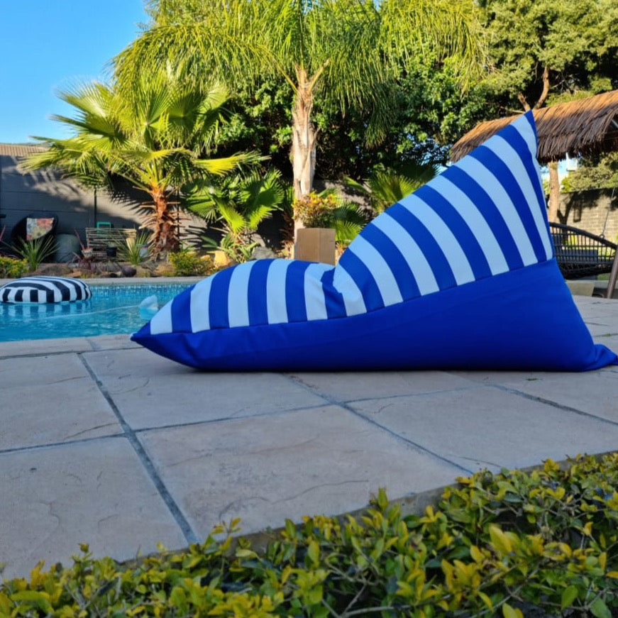 Blue and White Outdoor Beanbag